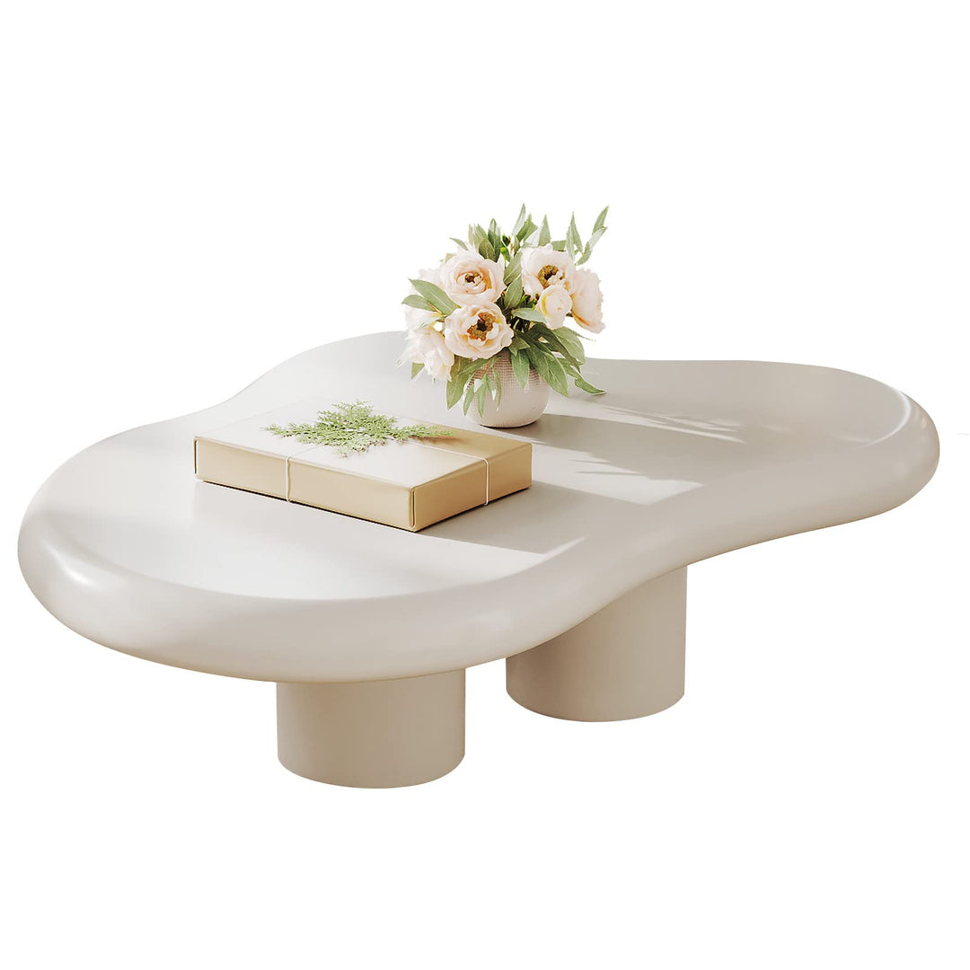 Guyii White Cloud Coffee Table,Cute Irregular Indoor Tea Table with 3 Legs