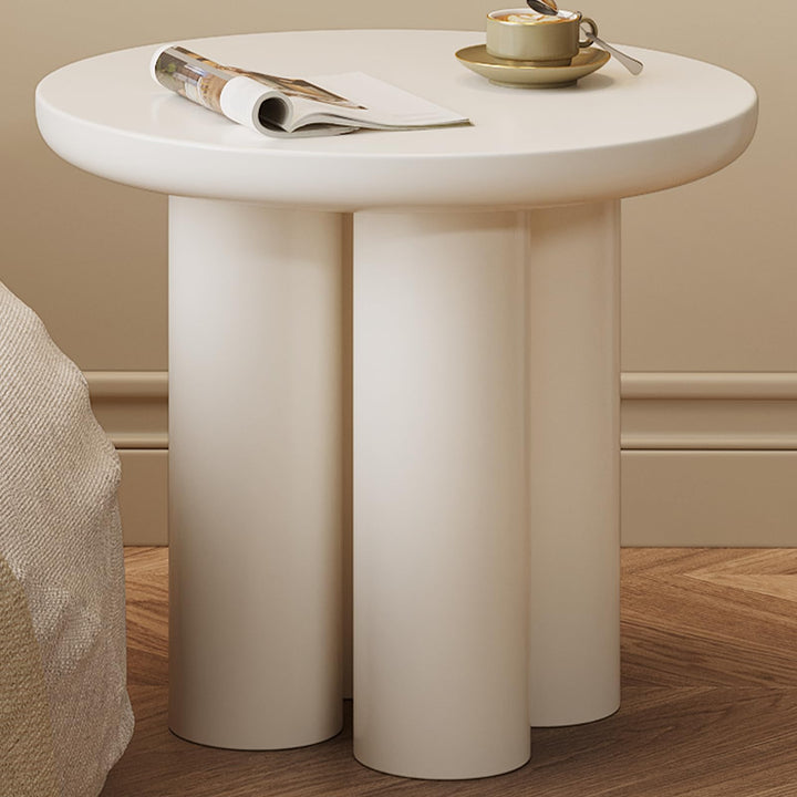 Guyii Cream White Coffee Table, 21.65" Small Drinking Table, Round Side Table