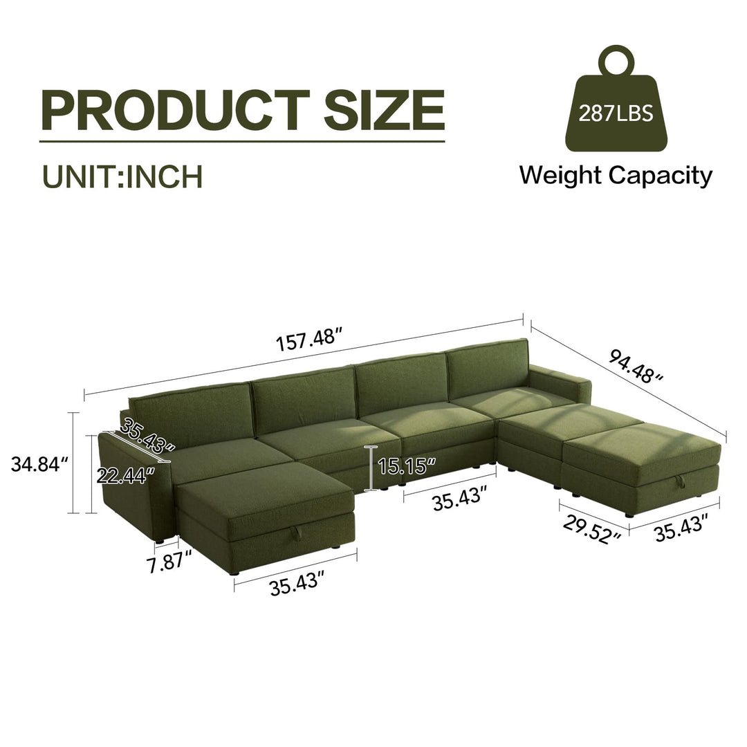 Guyii Convertible Sectional Sofa Couch, Extra Large Modular Sofa with Ottoman