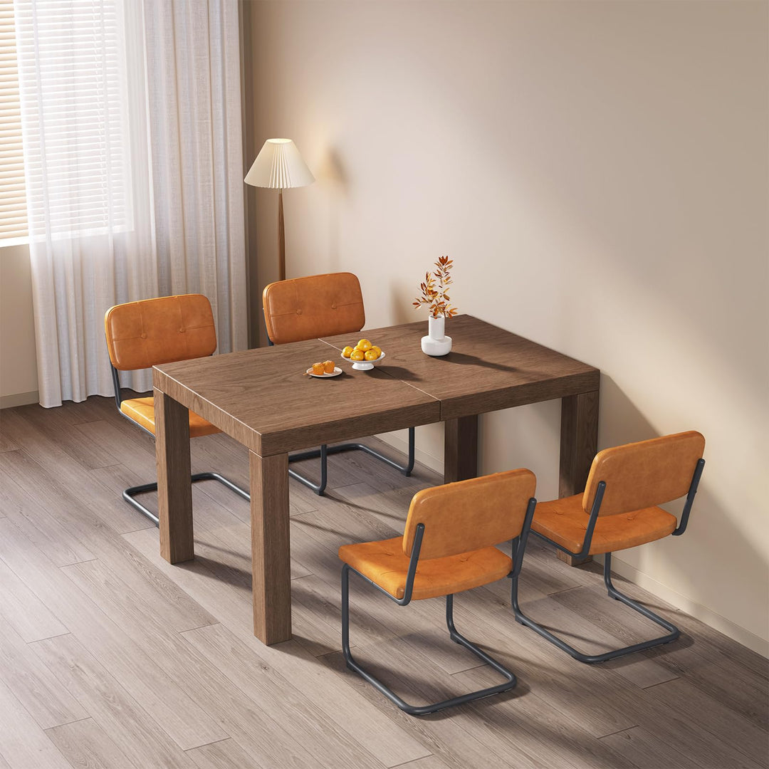 Guyii Extendable Dining Table and 4 Chairs Set, 55.1" Rectangle Kitchen Table