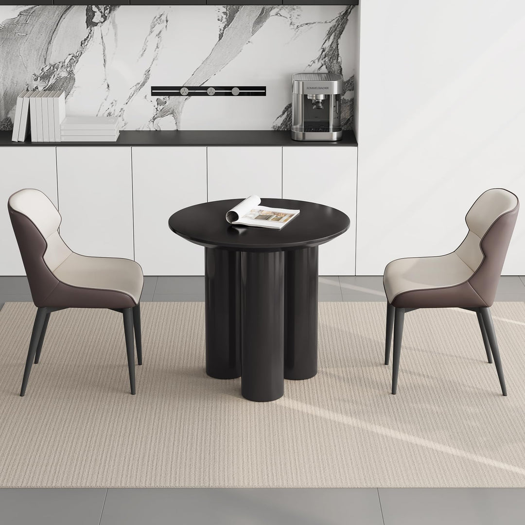 Guyii 31.49" Black Dining Table, Modern Round Kitchen Table, Small Indoor End Table