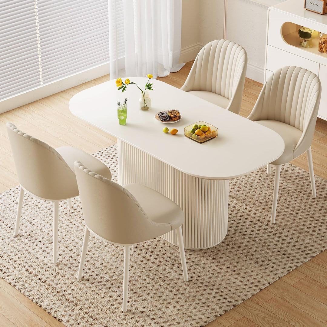 Guyii Oval Dining Table Set with 4 Chairs, Modern Kitchen Table Set