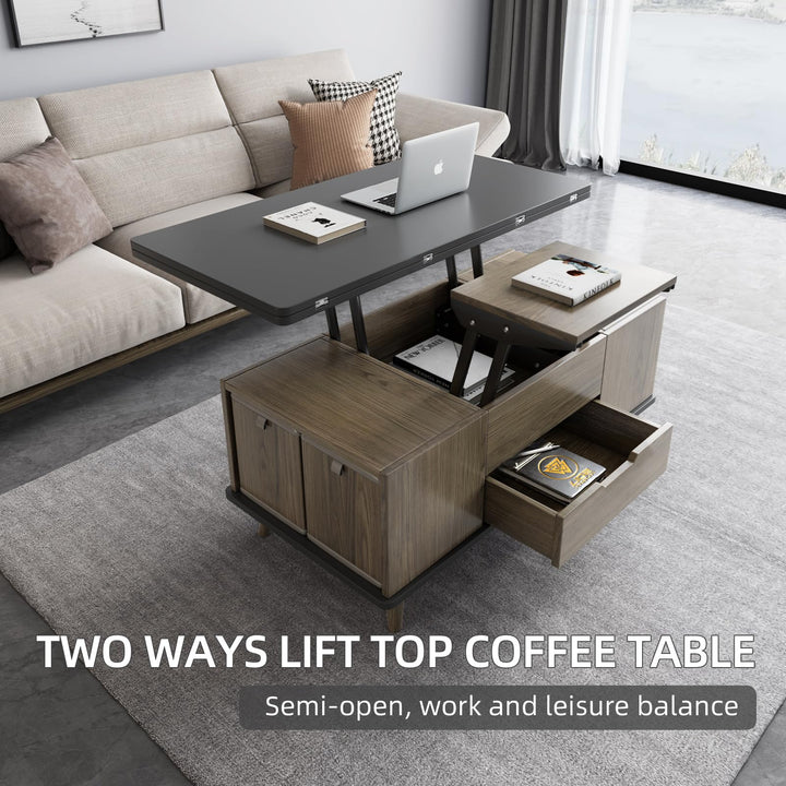 Guyii 3-in-1 Multi-Functional Center Table, Lift-Top Coffee Table with 4 Stools