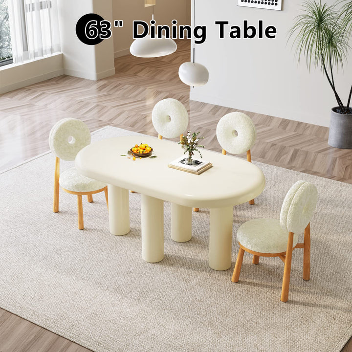 Guyii Cream White Dining Table, Rectangular Kitchen Table