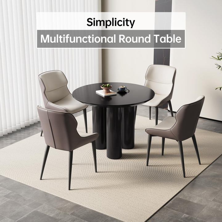 Guyii Black Dining Table, Modern Round Kitchen Table, Small Indoor End Table