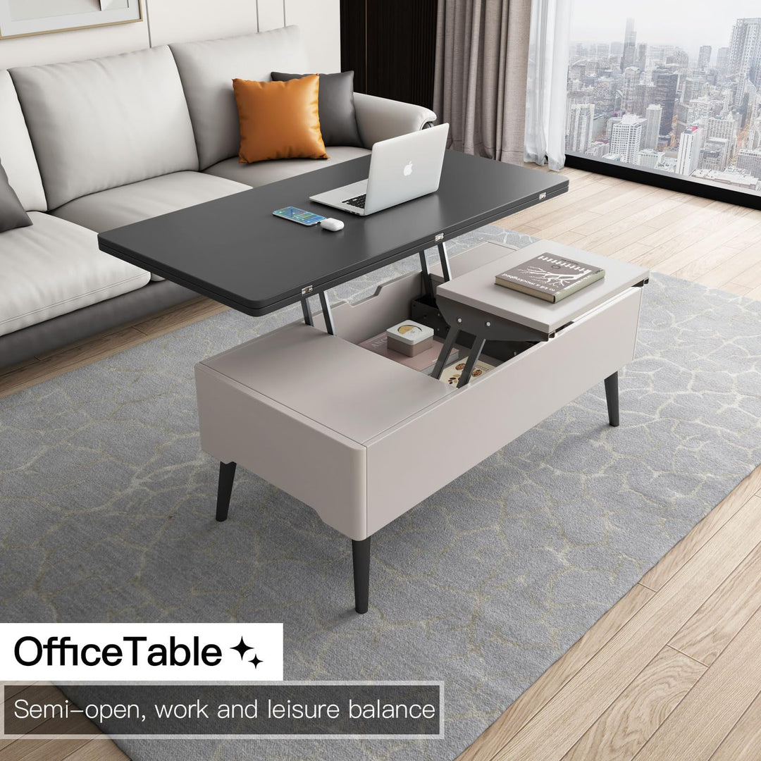 Guyii Lift Top Coffee Table with Hidden Storage Compartment, 3 in 1 Multi-Function Center Table