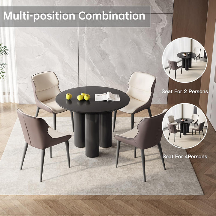 Guyii Black Dining Table, Modern Round Kitchen Table, Small Indoor End Table