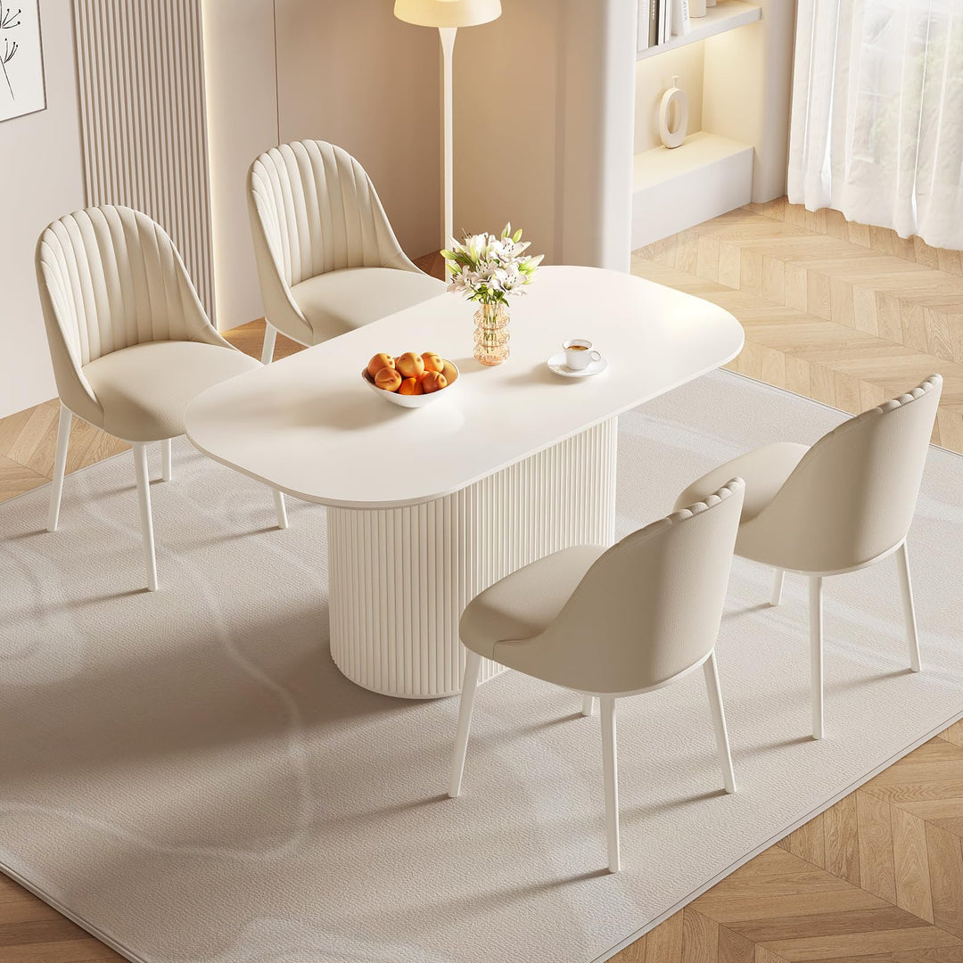 Guyii Oval Dining Table Set with 4 Chairs, Modern Kitchen Table Set