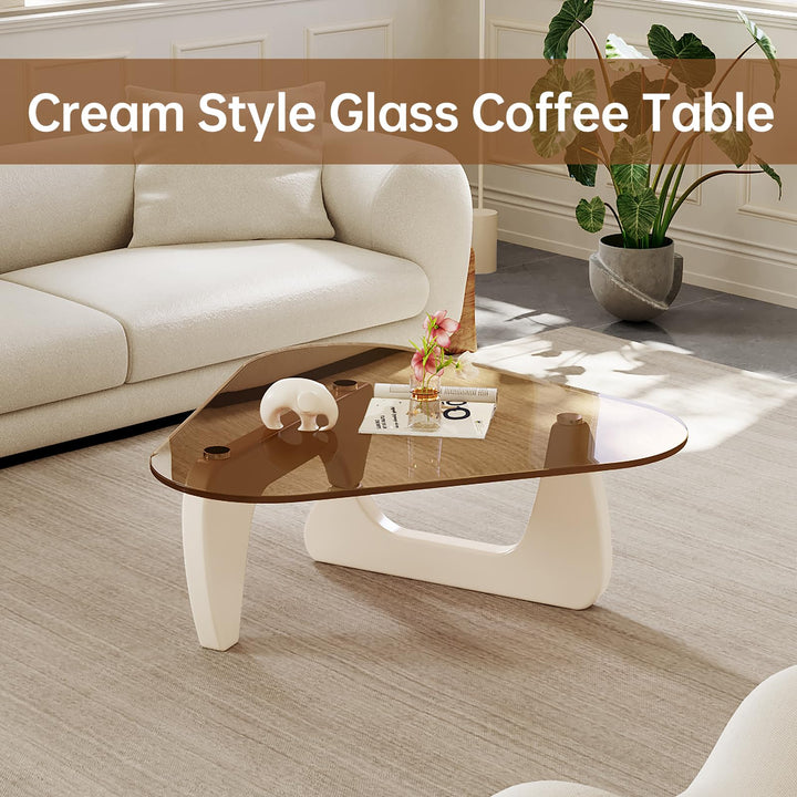 Guyii Triangle Coffee Table, with 10mm Thick Glass Table Top
