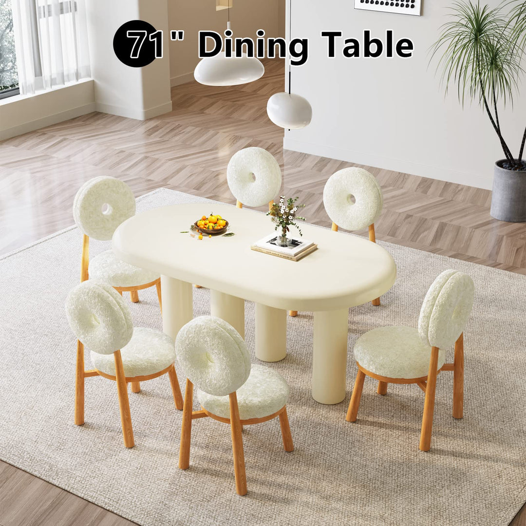 Guyii Cream White Dining Table, Rectangular Kitchen Table