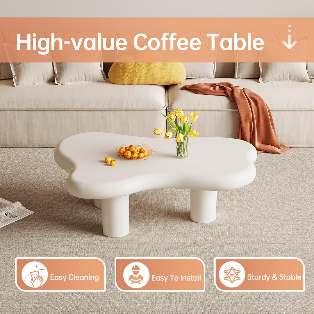 Guyii Cloud Coffee Table, Cute Coffee Table with 4 Legs