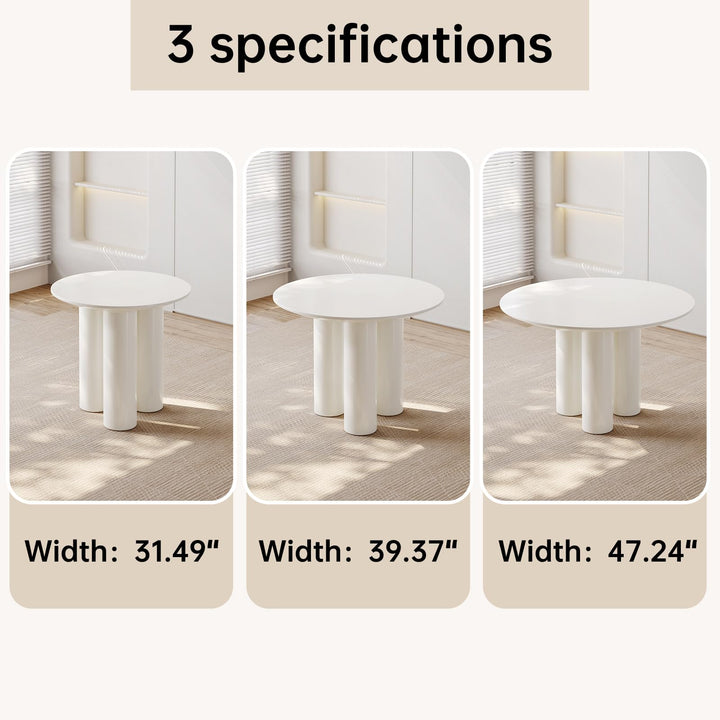 Guyii 39.37" Cream White Dining Table, Modern Round Kitchen Table, Small Indoor End Table