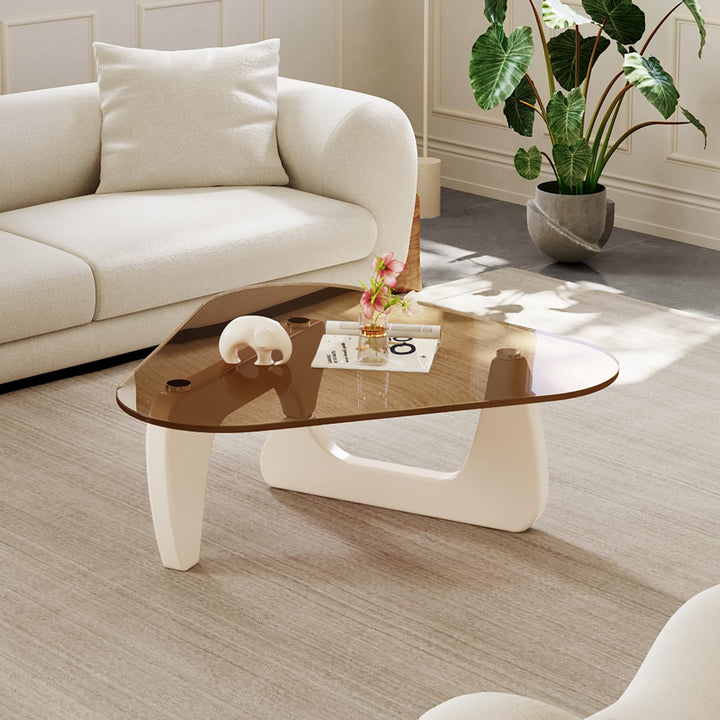 Guyii Triangle Coffee Table, with 10mm Thick Glass Table Top