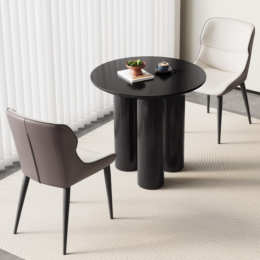Guyii 31.49" Black Dining Table, Modern Round Kitchen Table, Small Indoor End Table