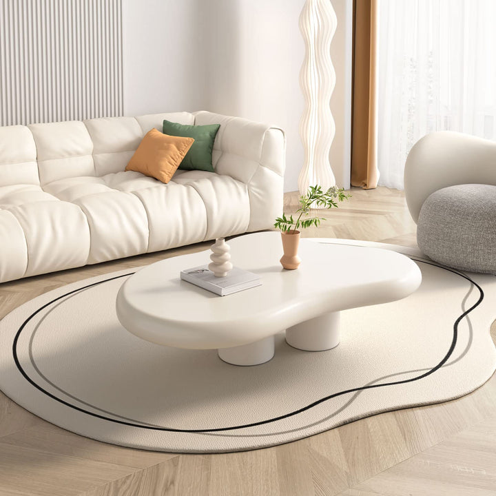 Guyii White Cloud Coffee Table,Cute Irregular Indoor Tea Table with 3 Legs
