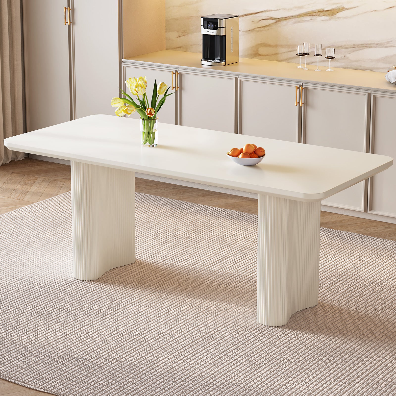 Modern White Dining Table for Kitchen & Dining Room | Guyii Rectangular ...
