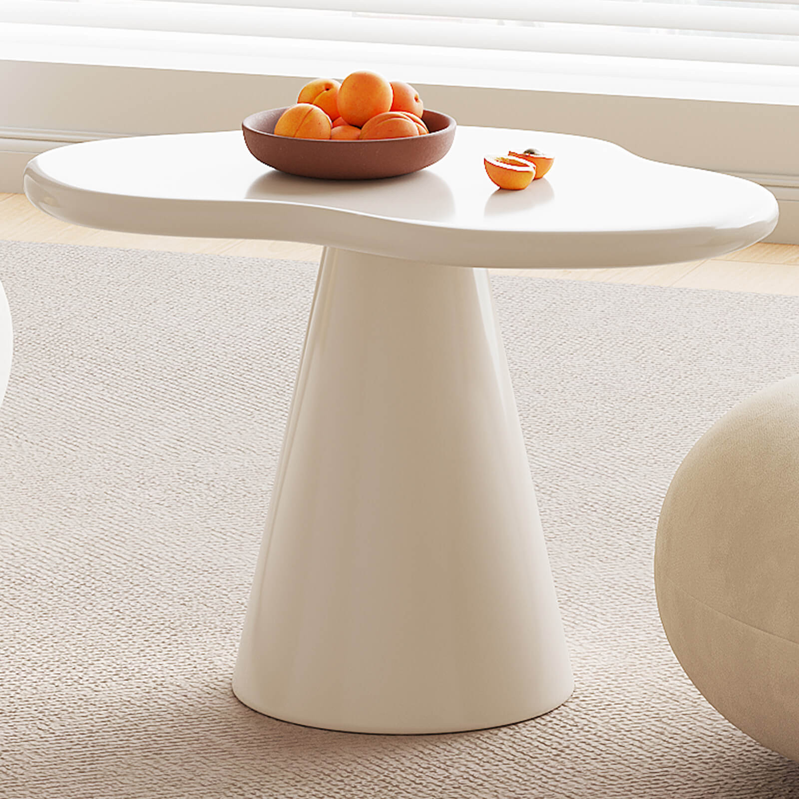 Irregular Round Table Guyii Irregular Side Table – Cream White Rounded Corners, Easy Assembl